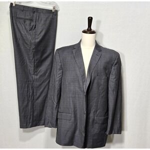 Givenchy Suit Vintage Mens 2-Piece Olive-Gray Plaid Two Button Size 48R